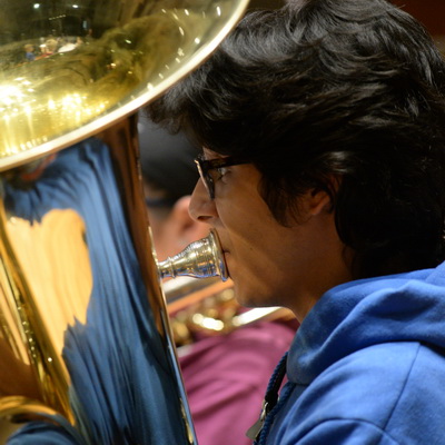 Student playing instrument